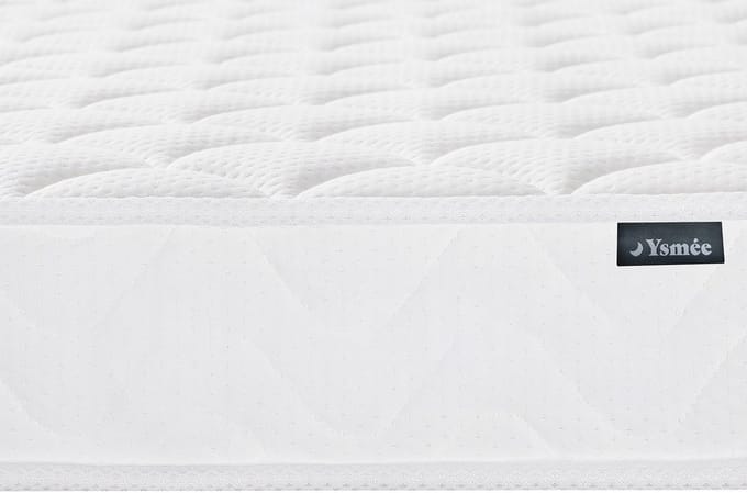 Vente-unique PELOPS by YSMÉE 140 x 190 cm witte bedbodem met opbergruimte + 15 cm dik traagschuimmatras
