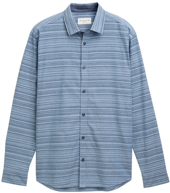 Tom Tailor - Regular fit overhemd met streeppatroon - Maat S - teal blue varied cross stripe