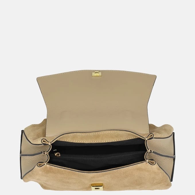 Charm London overslag handtas suede lichttaupe