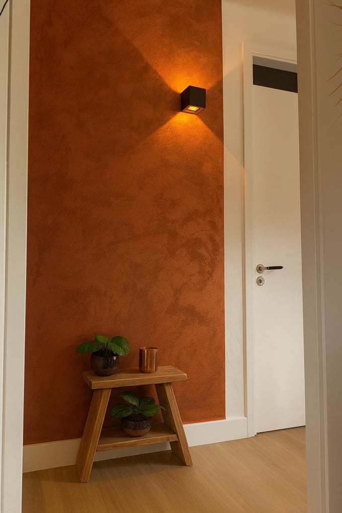 Zand Effect Verf - Terracotta - 1L - Decoratieve Muurverf + professionele kwast