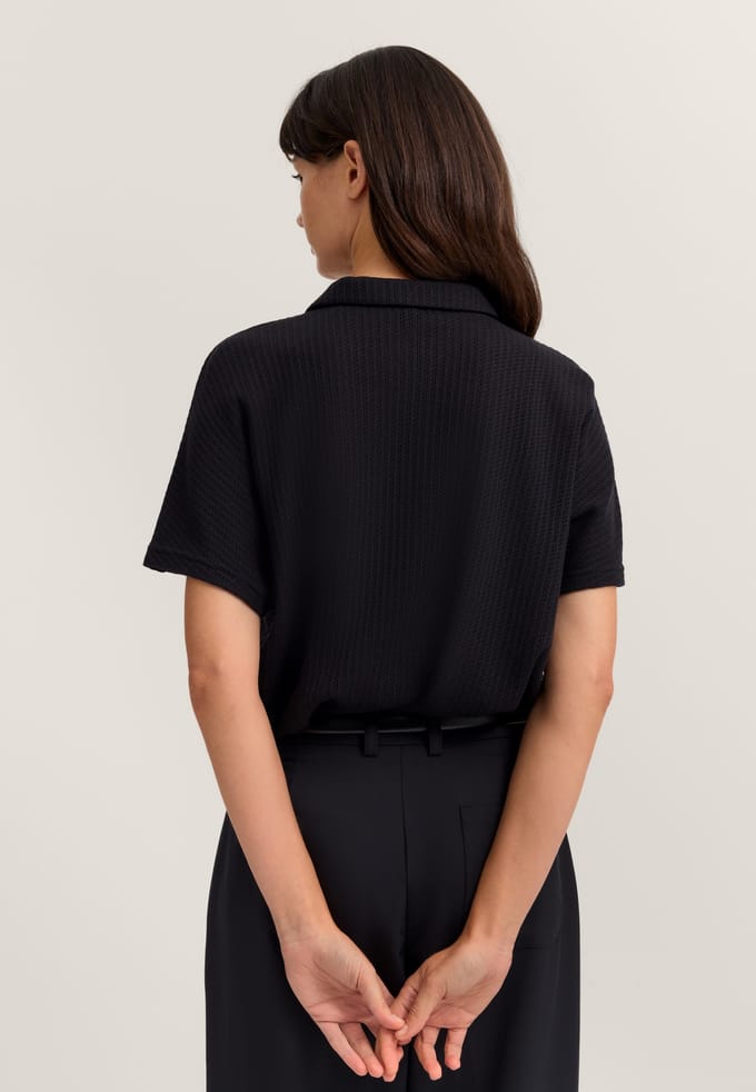 Bugatti Damen T-shirt van gestructureerd katoenmengsel