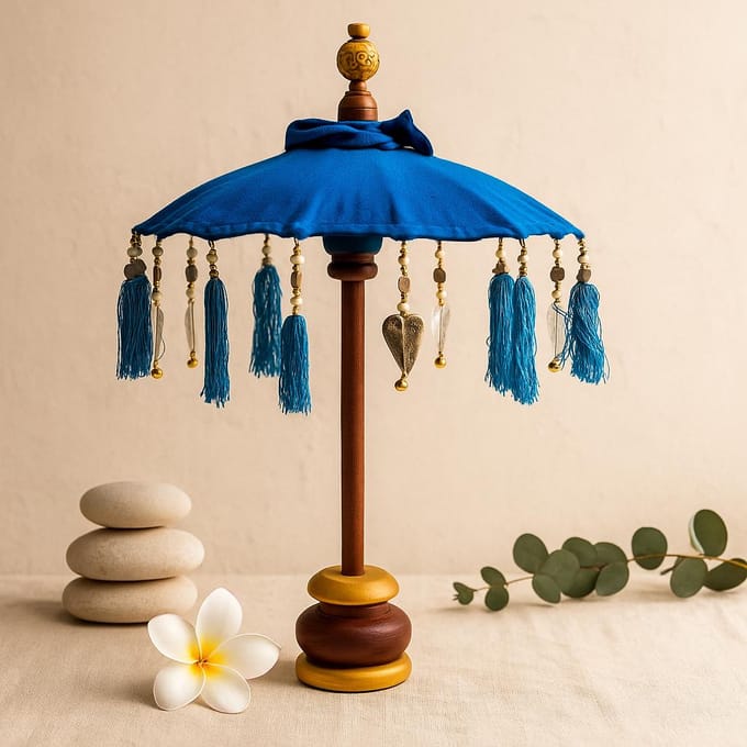 Bali Home Decor Parasol - Katoen - Blauw - 40 cm