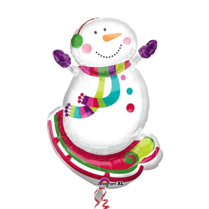 XXL folieballon sneeuwpop op slee