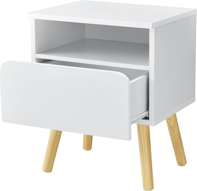 Nachtkastje Dargaville met lade 50x40x34 cm wit en hout