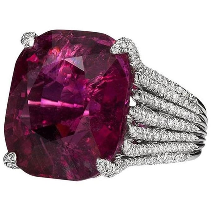 Luxe Ruby Damesring Geometrische Vorm Diamanten Ring Elegant Europees en Amerikaans No. 10 gray