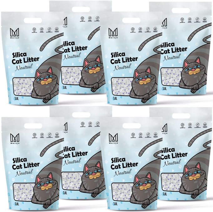 Mersjo - Silica Kattenbakvulling - Neutraal - 8x3,8L