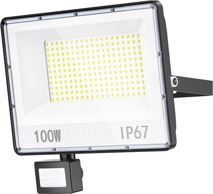 Krachtige 100W LED Buitenlamp met Bewegingssensor - IP67 Waterdichte Schijnwerper voor Tuin en Garage