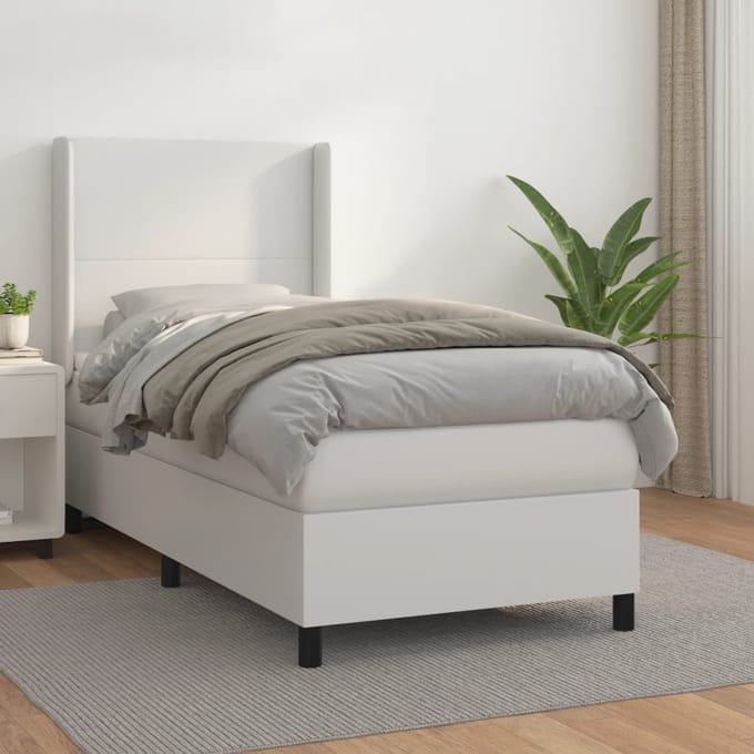 vidaXL - Boxspring - met - matras - kunstleer - wit - 80x200 - cm