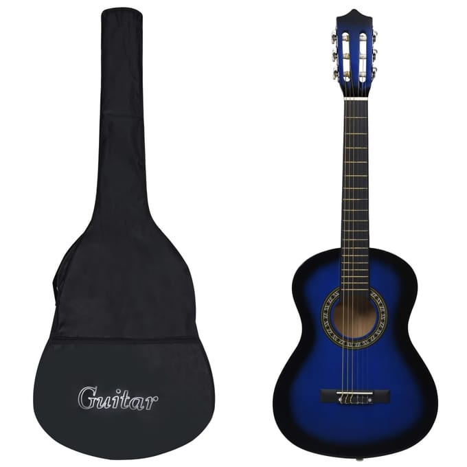 vidaXL - Gitaar - klassiek - beginner - kinderen - met - tas - 1/2 - 34" - blauw