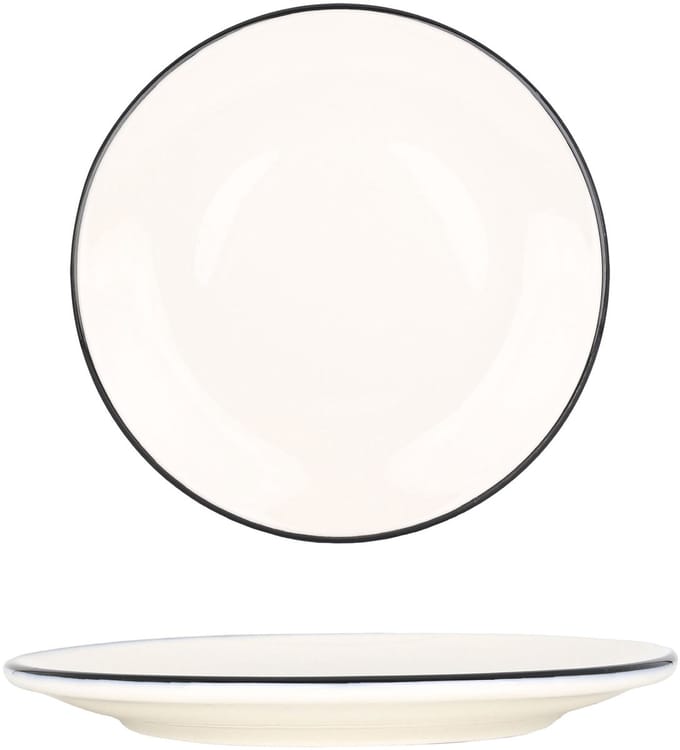 Bonna Dessertbord - Linea Black - Porselein - 15 cm - set van 6