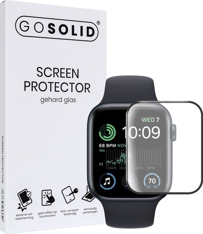 GO SOLID! ® Screenprotector geschikt voor Apple watch SE 2022 (40 mm) gehard glas