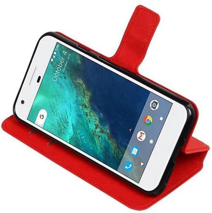 Cross Pattern TPU Bookstyle Wallet Case Hoesjes Geschikt voor Google Pixel Rood