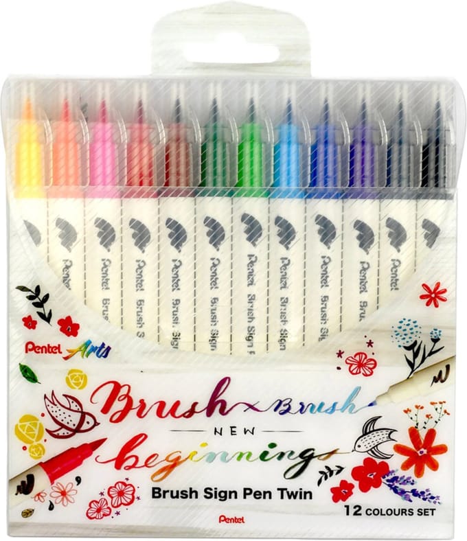 Pentel Brush Pen Twin 12 kleuren