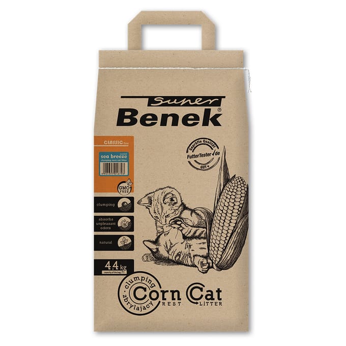 7 l (ca. 4,4 kg) Super Benek Corn Cat Zeebries - Kattenbakvulling