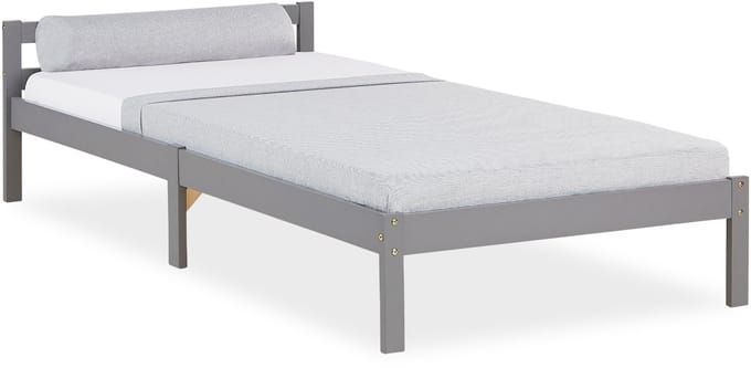 Homestyle4u Eenpersoonsbed - 90x200 cm - Houten bed - Grijs