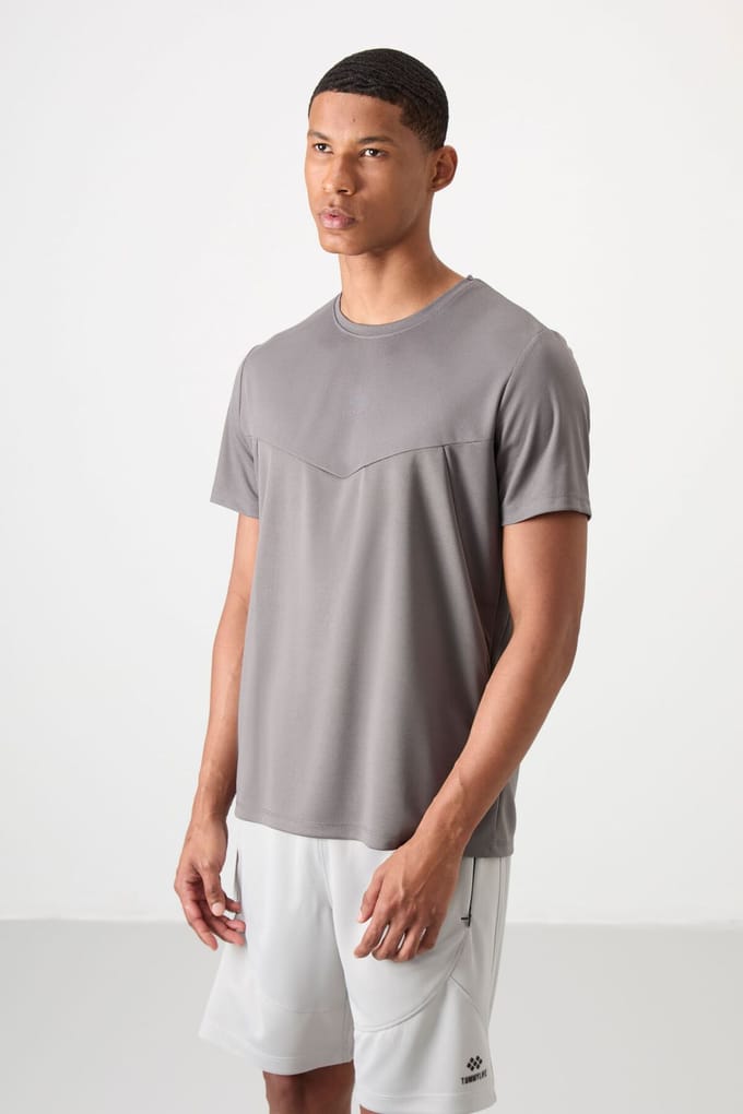 Heren Solid Polyester Rondhals T-Shirt