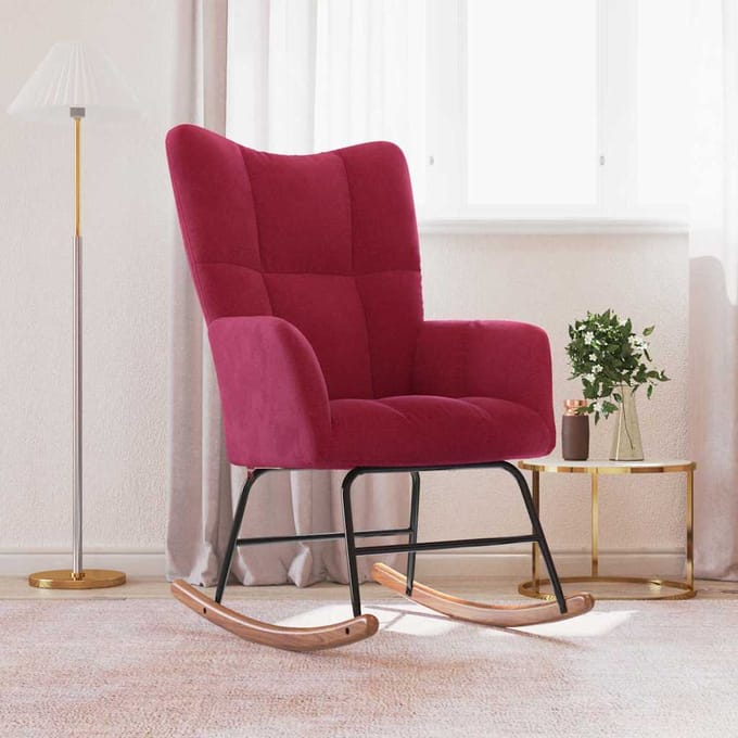 vidaXL Chaise à bascule Rouge bordeaux Velours