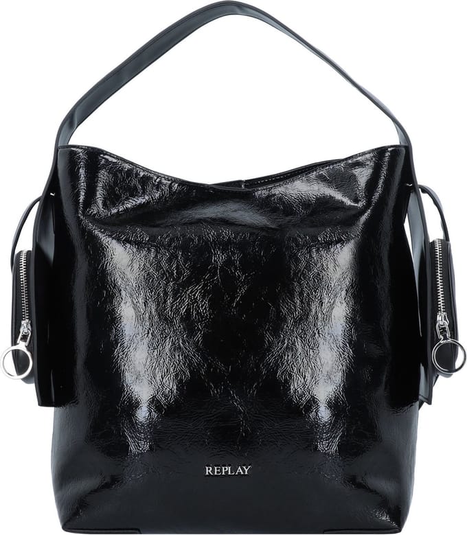 REPLAY Schoudertas Handtas Shoulder Bag Shiny Black Zwart