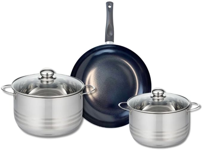 Set van 1 Koekenpan 28 cm en 2 kookpannen 20 en 24 cm Elo Prima Brillant