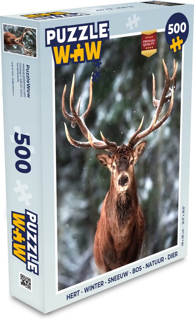 Puzzel Hert - Winter - Sneeuw - Bos - Natuur - Dier - Legpuzzel - Puzzel 500 stukjes