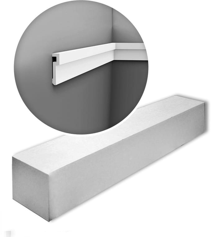Orac Decor PX198-box MODERN U-STEPS 1 doos 24 stukken Wandlijst modern design wit | 48 m