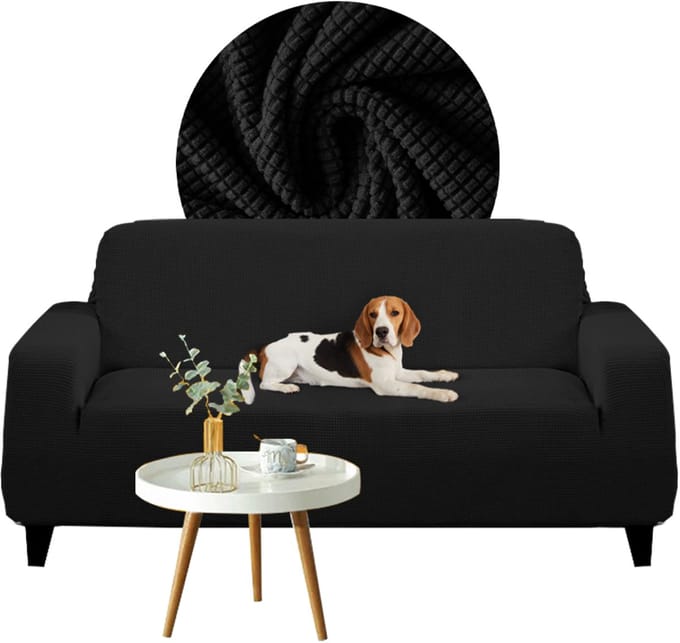 Meble odNowa - Jacquard Sofa Hoes - 4-Zits - Zwart - Elastisch