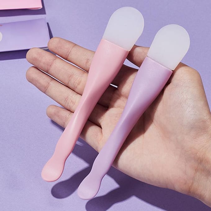 Double Head Silicone Facial Mask Brush Face Cleaning Scraper Daub Type Brush Beauty tool paars