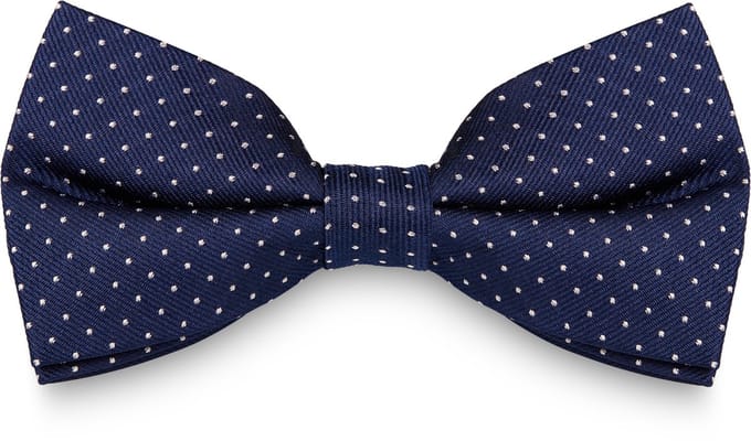Marineblauwe Zijden Vlinderdas met Polkadots