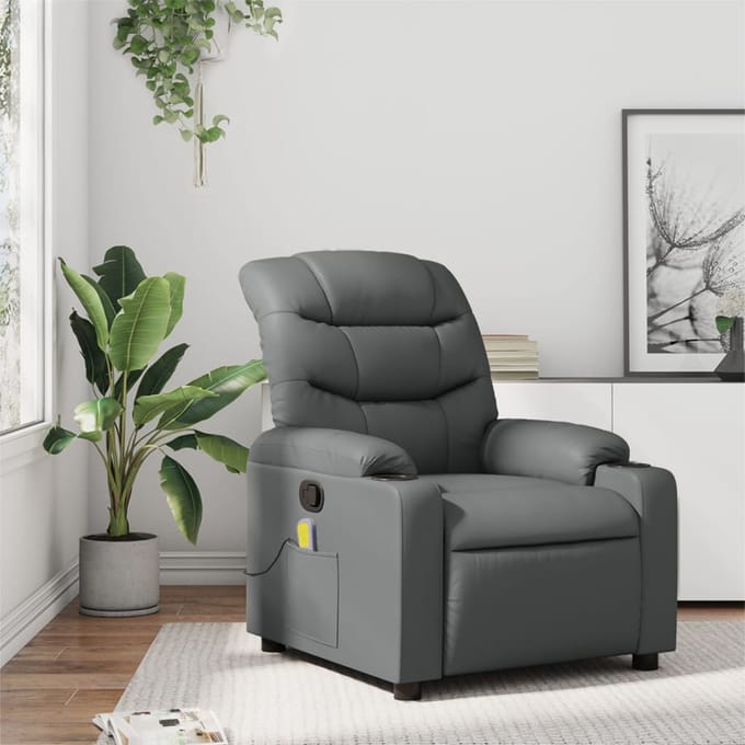 vidaXL - Massagestoel - van - grijs - kunstleer