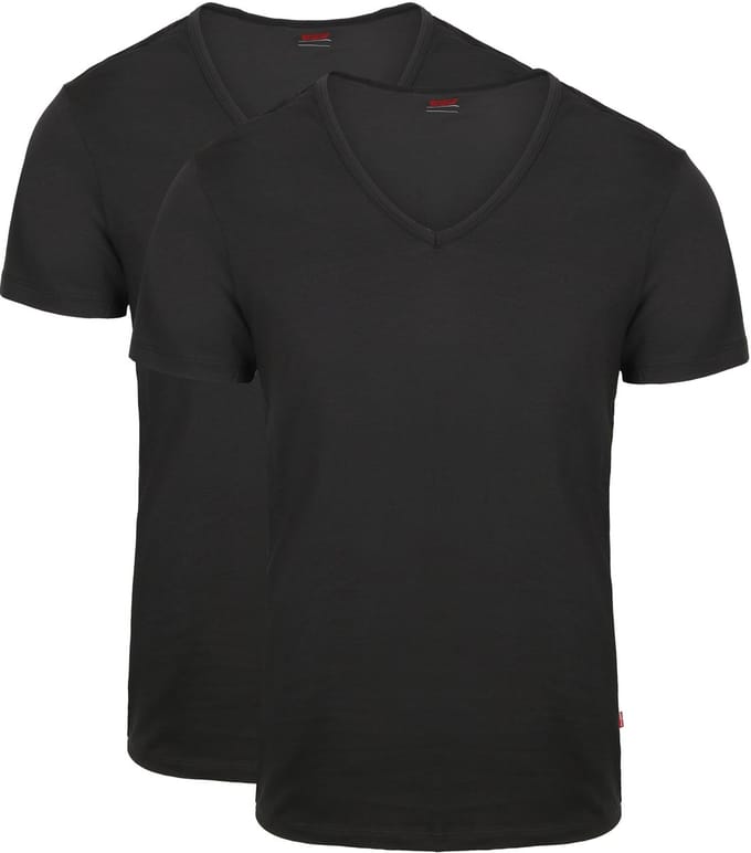 Levi's T-shirt V-Neck Zwart 2Pack - Maat S - Heren - Basic T-shirt