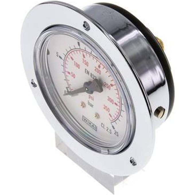 0..25 Bar Paneelmontage Manometer Staal/Messing 63 mm Klasse 2.5 (Voorflens) - MW02563SH-FP