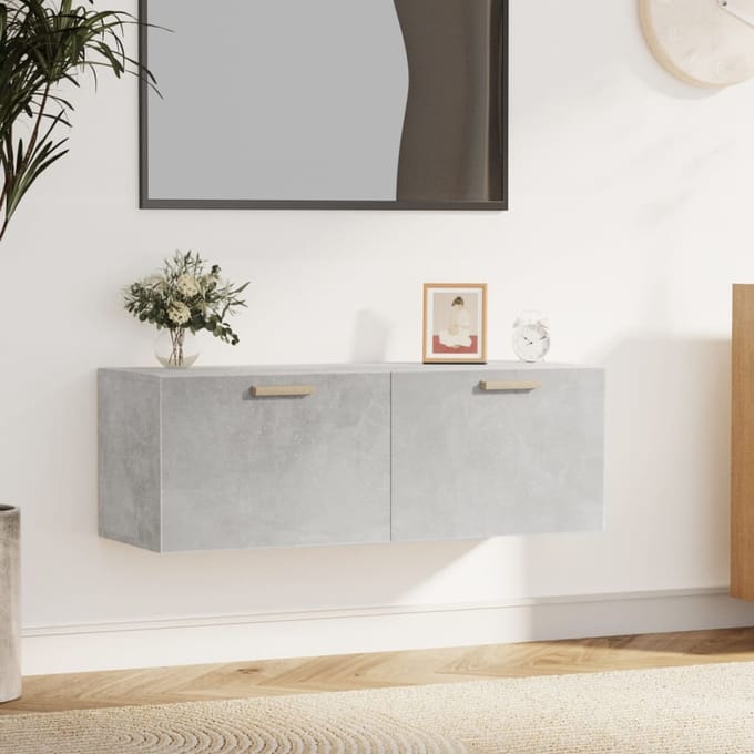 vidaXL - Wandkast - 100x36,5x35 - cm - bewerkt - hout - grijs