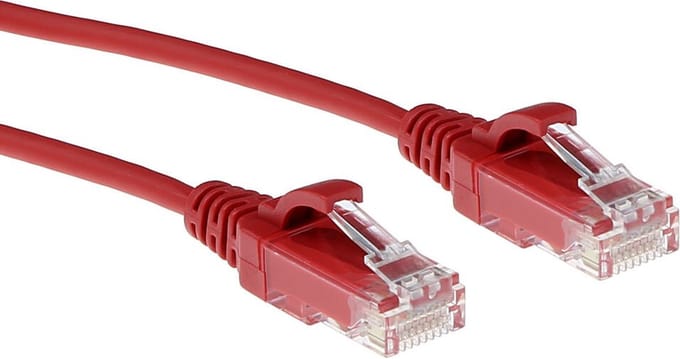 ACT Rode 5 meter LSZH U/UTP CAT6 datacenter slimline patchkabel snagless met RJ45 connectoren DC9505