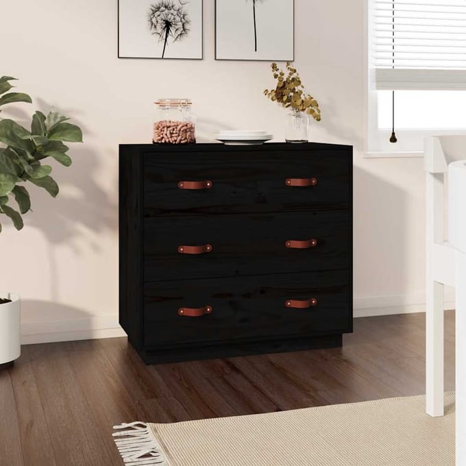 vidaXL - Dressoir - 80x40x75 - cm - massief - grenenhout - zwart