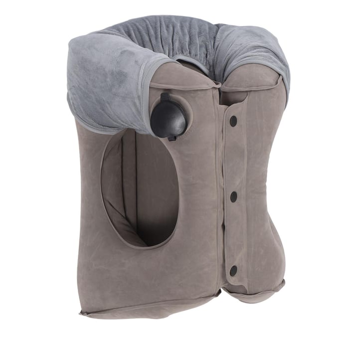 Opblaasbaar Nekkussen Grijs Multifunctioneel PVC Flocking Opblaasbaar Neksteunkussen voor Reizen gray
