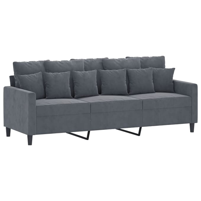 vidaXL - 4-delige - Loungeset - met - kussens - fluweel - donkergrijs