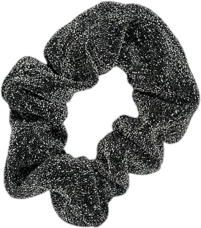 Scrunchie - elastiek - glimmende stof - glitters - kerst - zilver/grijs