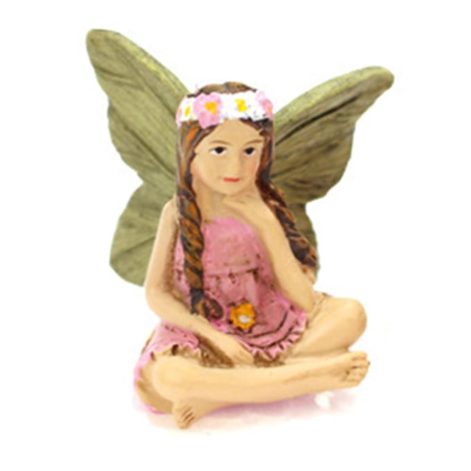 Mini Feeën Beeldjes Schattig Helder Patroon Hars Miniatuur Feeënsculptuur voor Sprookjestuin beige