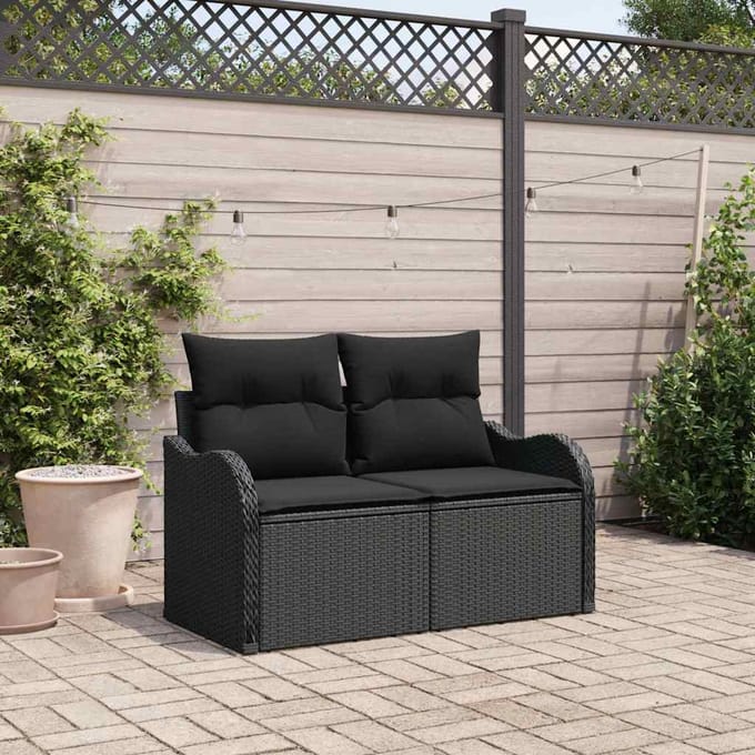vidaXL - Tuin - Sofa - Zwart - 121 - x - 62 - x - 69cm - poly - rattan