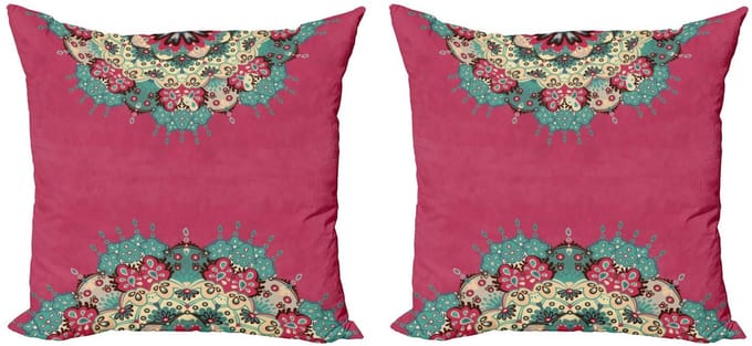 ABAKUHAUS mandala-kussenhoes-set – 2x45x45 cm – dubbelzijdig bedrukt – multicolor
