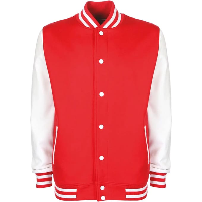 Varsity Jacket unisex merk FDM maat M Rood/Wit