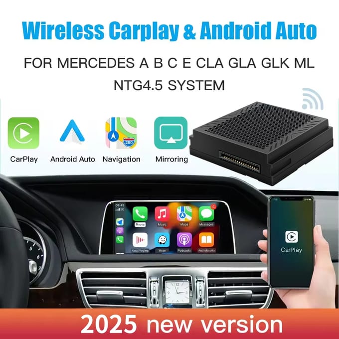 Draadloze Carplay Geschikt Voor Mercedes Benz A B C E CLA GLA GLK ML Sprinter NTG4.5 Becker Module Android Auto Navigatie