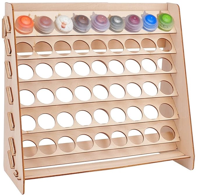 Dailygoody - Houten Verf Organizer - Schilderij Rack - 54 Gaten - Wit