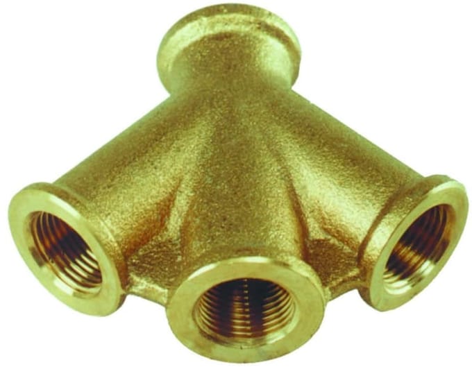 Perslucht Verdeler - Messing 3-voudig, 3/8 Inch