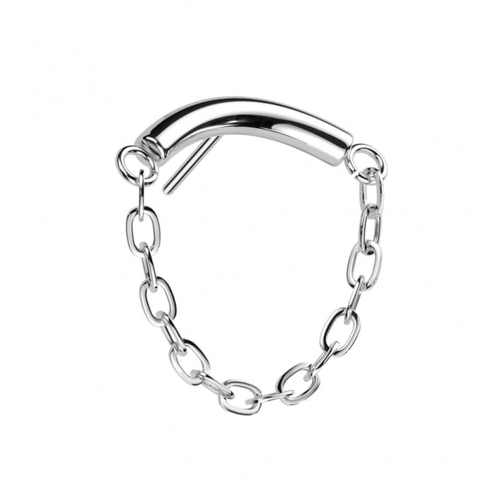 Piercing push in chain plain 1.2x6 - zilver - LMPiercings
