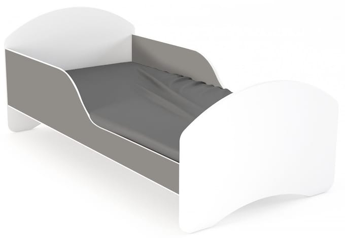 LEO2 - Kinderbed - 140x70 cm - Wit en Grijs - Inclusief Matras en Stalen Lattenbodem