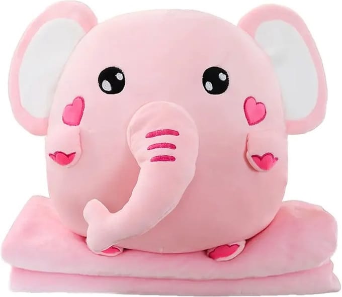 PLAY IT Olifant Kawaii Kussen Knuffel Deken - 35CM - 3 in 1 - Squish Knuffels