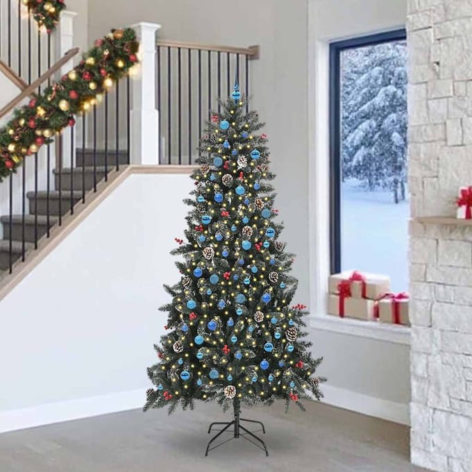 vidaXL - Kunstkerstboom - Groen - 240 - cm - PVC - en - Plastic - en - Staal