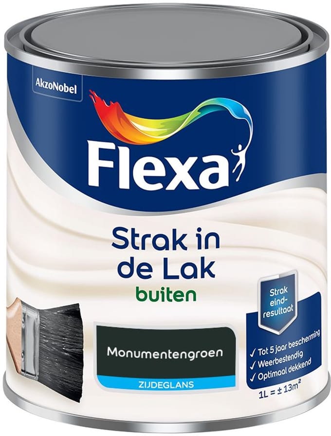 Flexa - Strak In De Lak Buitenlak Zijdeglans - Monumentengroen - Mengverf - 1 L