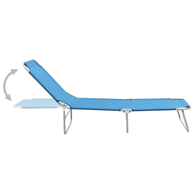 vidaXL - Ligbed - inklapbaar - staal - en - stof - turquoiseblauw